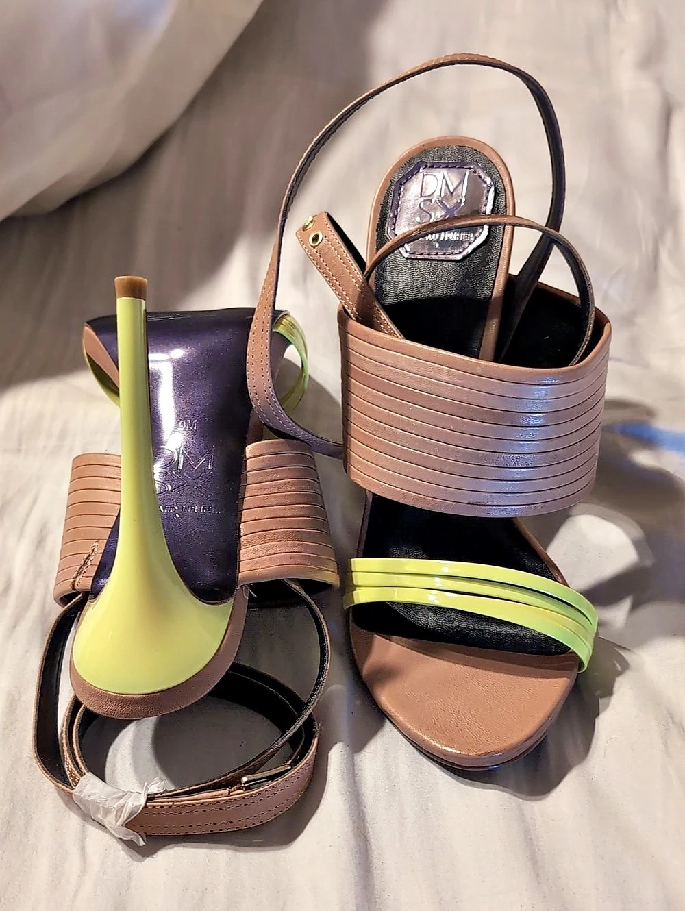 Donald J Pliner Strappy Heeled Sandals in Brown & Yellow